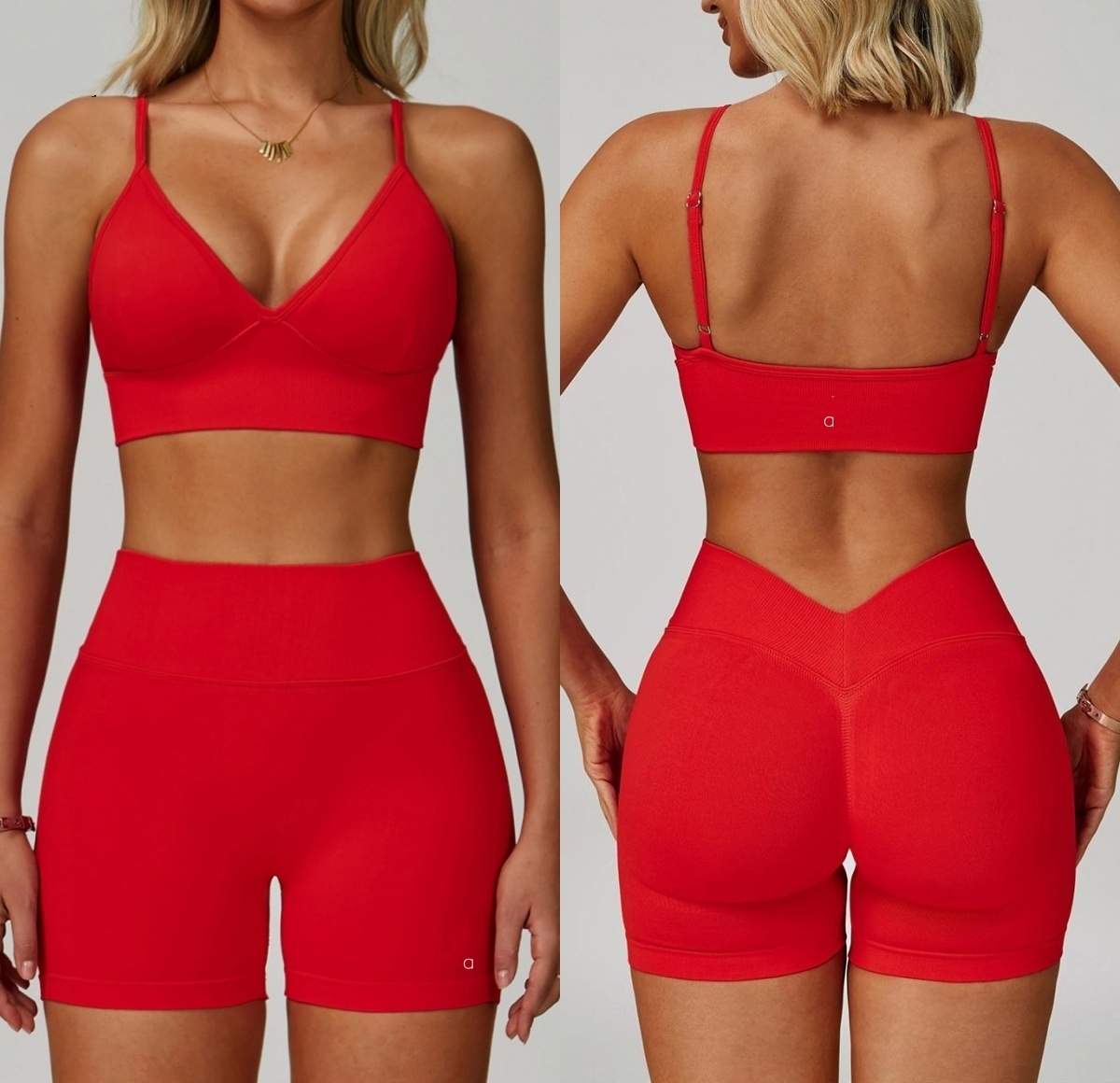 A1072 Yoga Bra Beauty Back Quick-drying Sports Top Knitted Tight Shorts Female V-shaped Waist Yoga Pants Skinny Running Quick-drying Fitness Pant-image-1070649237