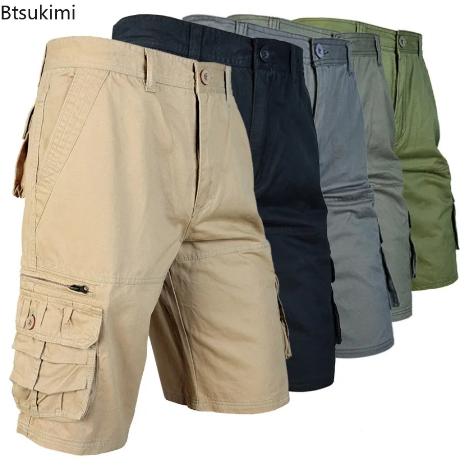 Mens 100% Cotton Cargo Shorts Big Size Sport Knee Length Shorts Summer Classic Casual Loose Shorts Hip Hop Streetwear Male 250825