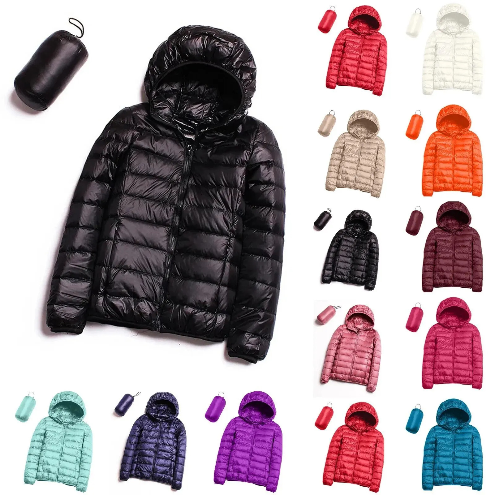 Womens Puffer Coat Winter Hooded Fashion Glossy Waterproof Loose Thicken Warm Down Cotton Jacket Outwear S-3XL250825