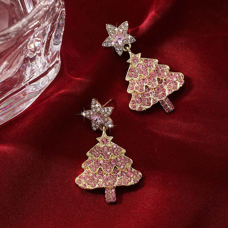 New hot Luxury Jewelry Designer Earrings for women Santa Claus Earrings Snowflake Christmas Tree Sweet Cute Earrings full diamond earrings Festival