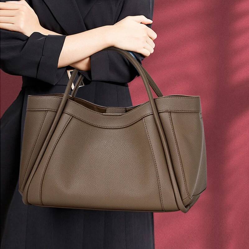 Aidrani New High-Capacity High-Quality Cowhide Bag, Simple And Casual Portable Women's Bag