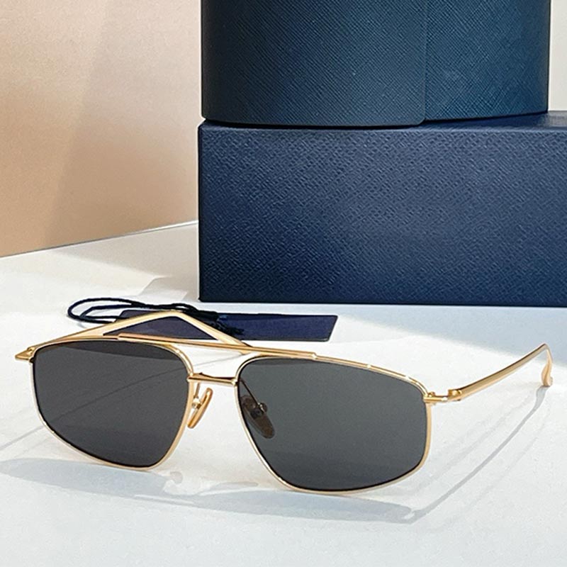 Men Metal Pilot Sunglasses PRC51S 2025SS New Casual Fashion Designer Sunglasses Women UV400 Black Lens Gold Metal Frame Retro Travel Driving Glasses