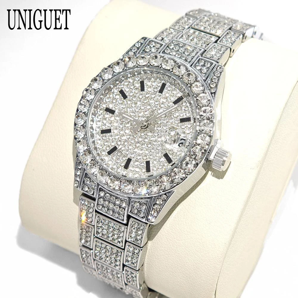 Jewelry Watch For Womens UNIGUET Fashion Small DialWaterproof Hip Hop Iced Diamond Quartz Wristwatch Small Size For Women 250819