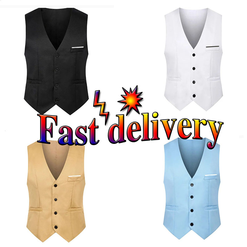 Slim Fit Formal attire CoatWaist Solid Tank Top Business Mens fashion Suit Vest Party Bar Dress Waistcoat Solid Color Summer Male size M-5XL