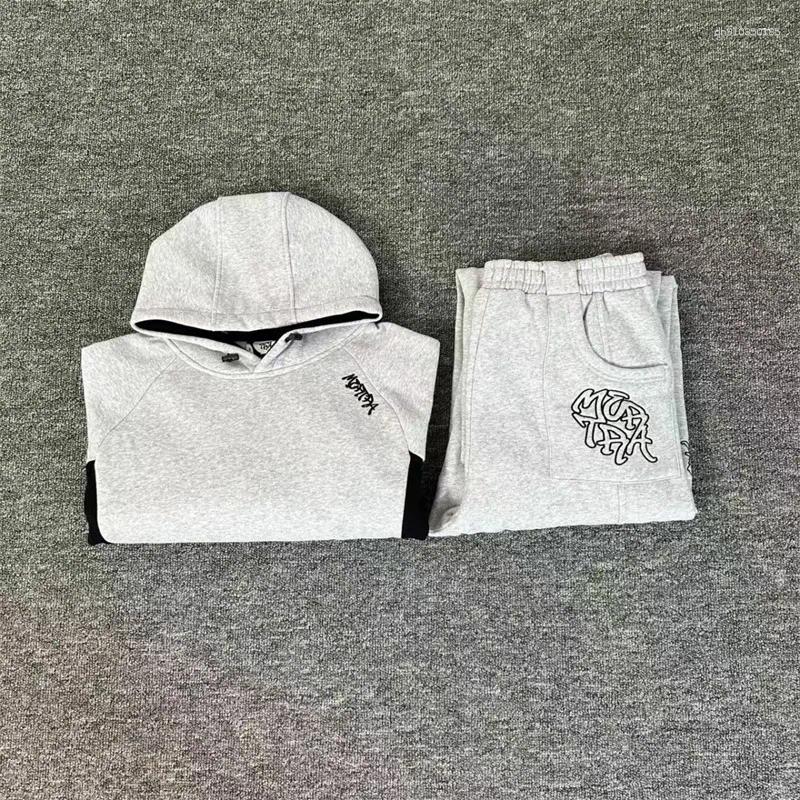 Men's Hoodies 1:1 High Quality Embroidery Sportswear Set Pure Cotton Grey Sweatshirts Hip-hop Sportswear Set
