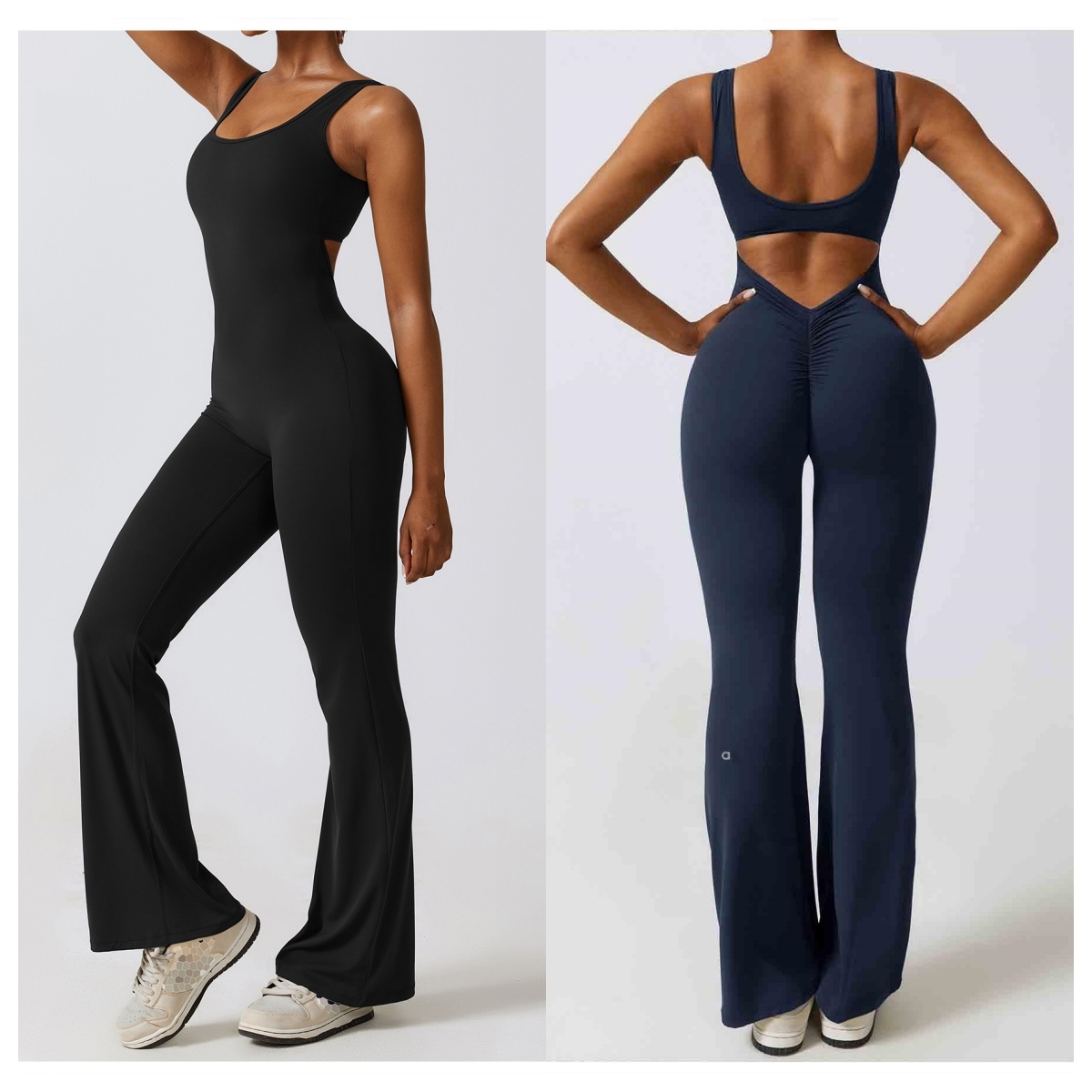 A1033 Stretchy Women Active Wear - Moisture Wicking Sports Jumpsuit with Built-in Support Womens Hip-Lifted Seamless High-Waist Yoga Outfit for G-image-1070679360