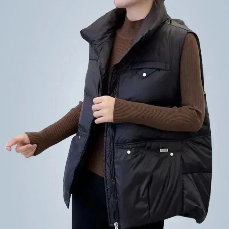 Quilted Padded Cotton Waistcoat Woman Solid Color Coats on Sale Pretty Demiseason Vest for Women Warm Autumn Sleeveless 250825