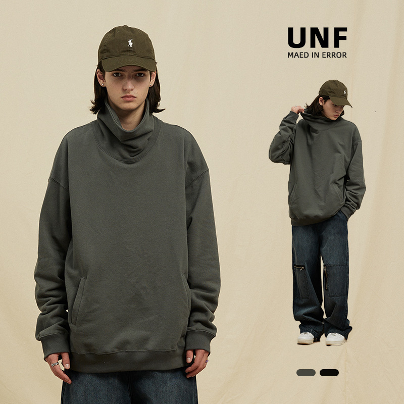 450G Pure Cotton Versatile Autumn Winter High Neck Pullover Terry Sweatshirt Loose Fit Couple t shirt