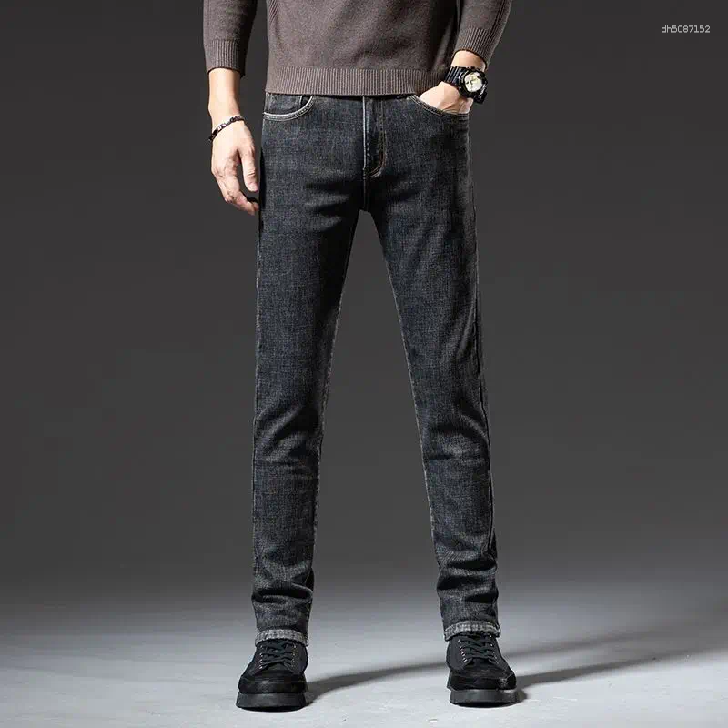 Men's Jeans Winter Warm Fleece Men Vintage Thicken Denim Pants Work Velvet Flocking Blue Trousers Plus Size 40