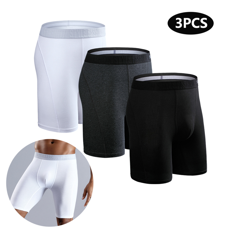 3pcs Long Boxers For Man Underware Lots Mens Underpants Cotton Panties Family Boxershorts Boxer Sexy Male Shorts Calecon w250823