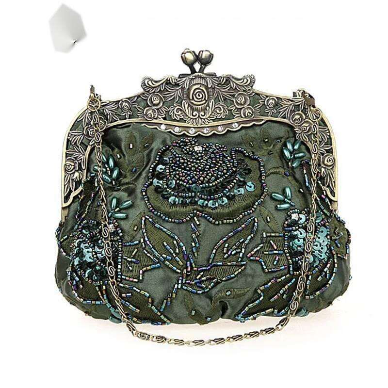 Designer Bags 2025 New Vintage Beaded Evening Embroidered Dia Sequined Clutch Hand Bride Bag Luxury Bag