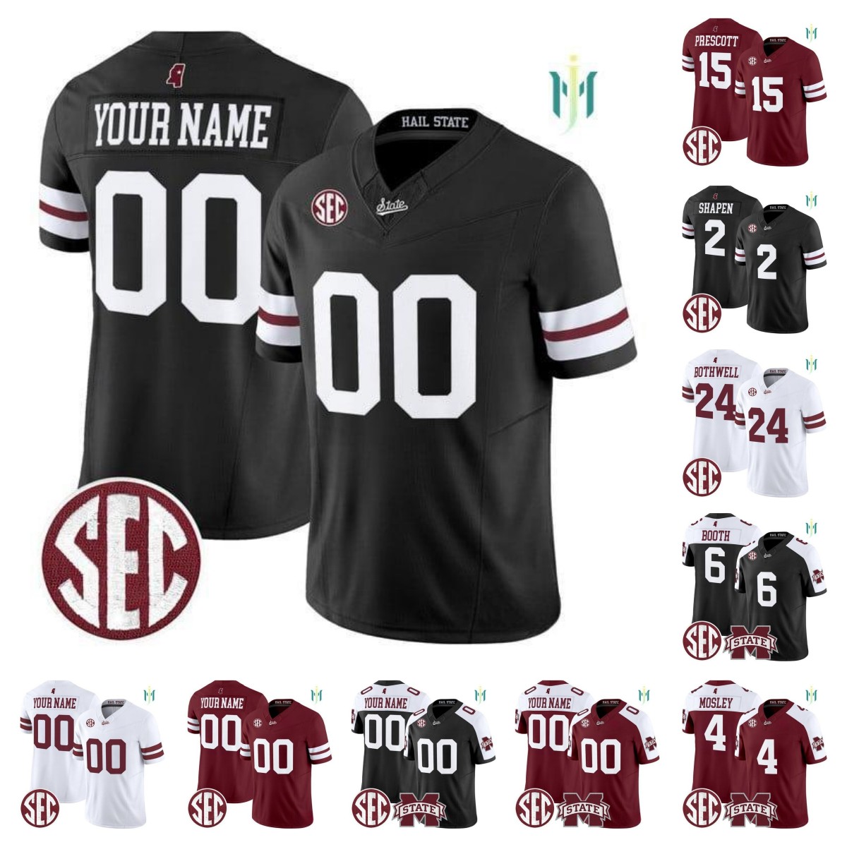 2025 Mississippi State "Darkness" Men's women kids custom Football Jersey - stitched Isaac Smith Blake Shapen Davon Booth Fluff Bothw