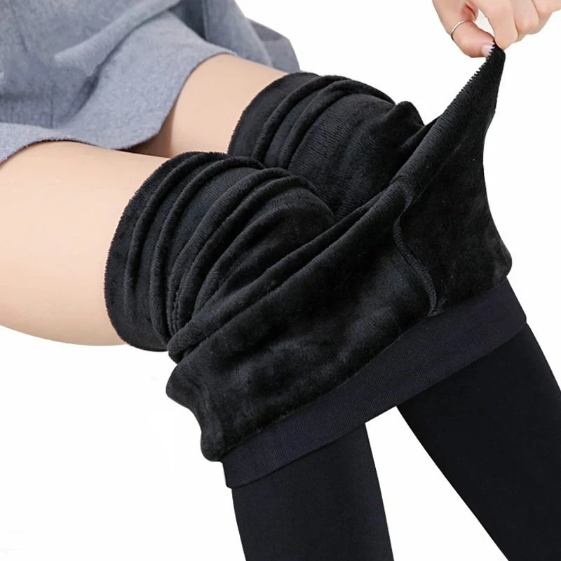 Women Winter Leggings Warm Leggins High Waist Solid Color Velvet Women Thickened Velvet Leggings Stretchy Black Leggings 250823