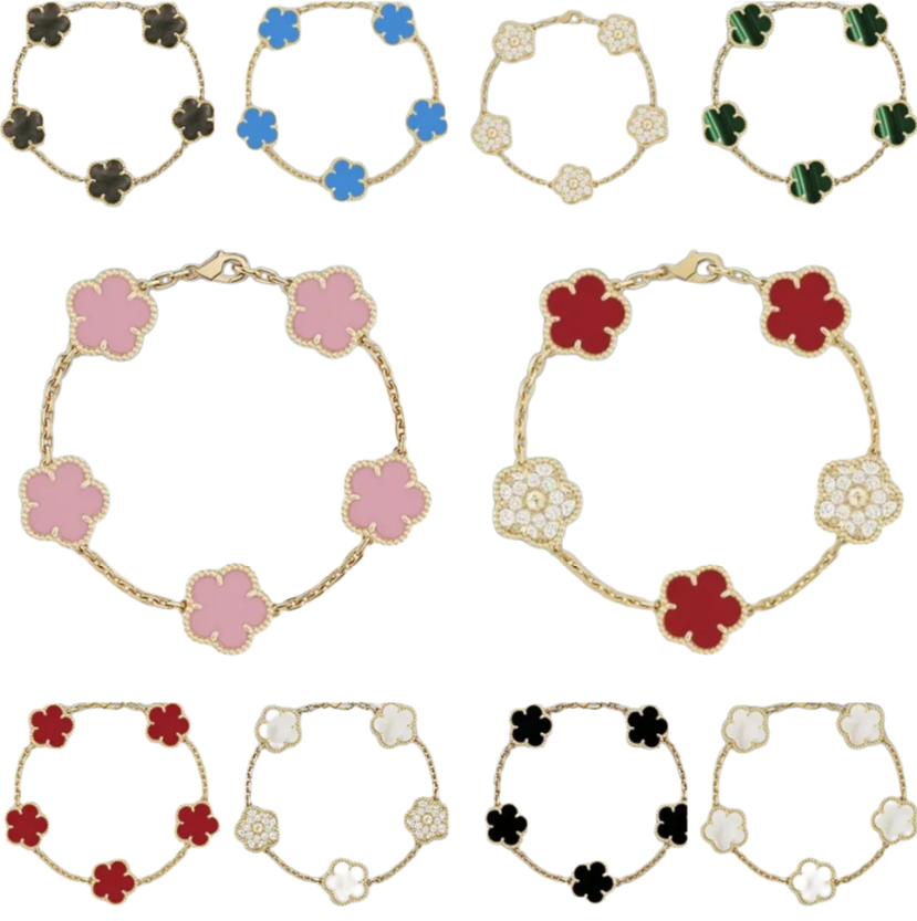 High Quality Clover Bracelet Designer Jewelry Gold Bracelet Flower 18K Gold Plated Diamond Bracelet Jewlery Designer for Women Clover Braclets Gift
