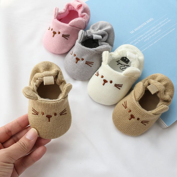 Adorable Infant Slippers Toddler Baby Boy Girl Knit Crib Shoes Umshop Cute Cartoon Anti-slip Prewalker Baby Slippers 0-18 Months U0479