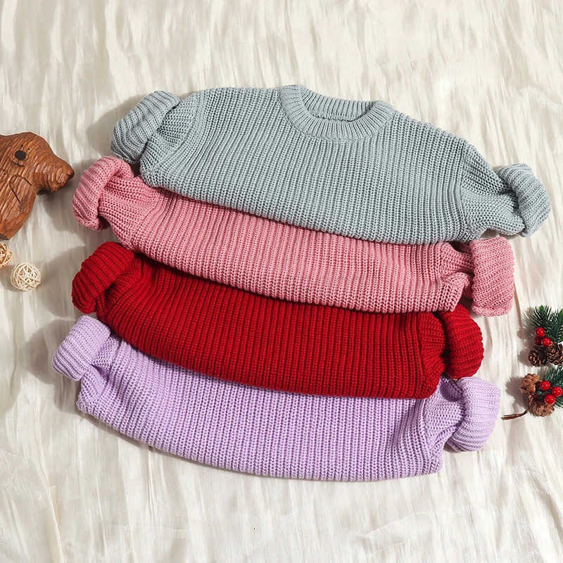 2025 New Autumn 06Yrs Children Clothing Baby Boys Girls Sweater Kids Long Sleeved Solid Color Knitted Pullover Sweaters T250825