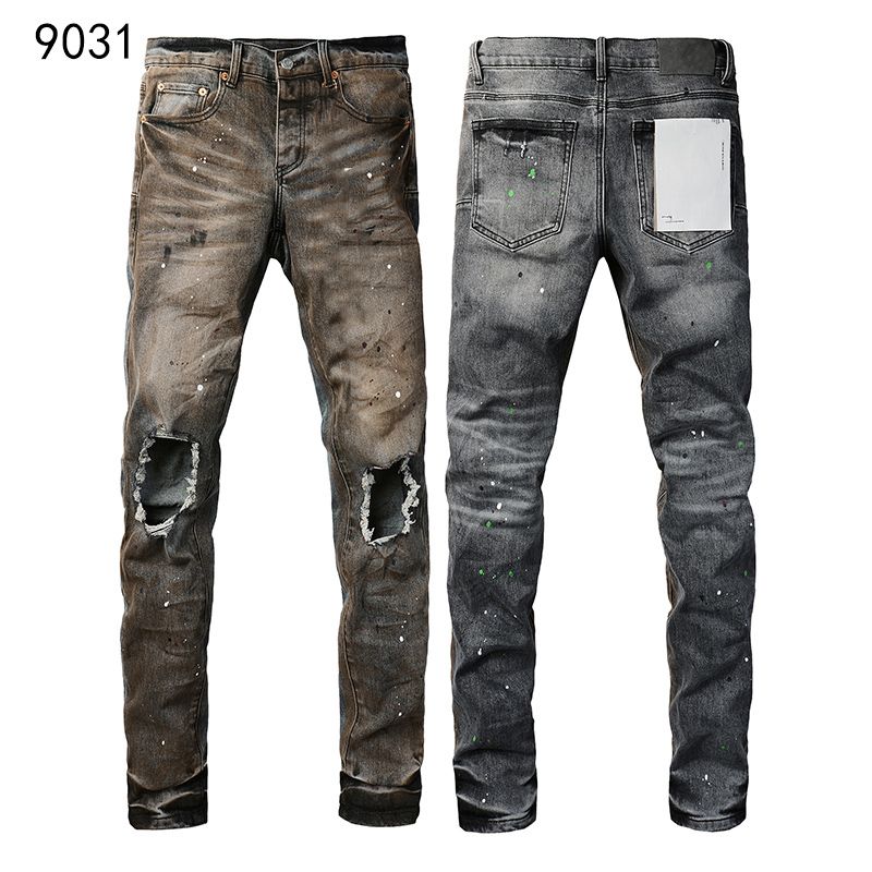 3A Designer mens ksubi high quality denim pants grey paint ripped stretch motorcycle bone halloween Embroidered Patchwork Casual Unisex Jean