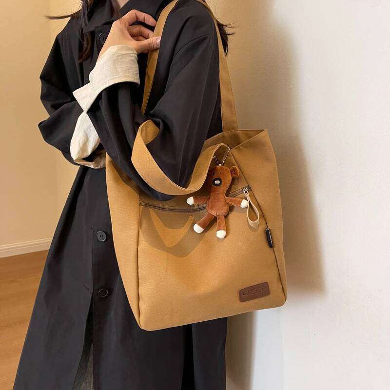 Designer Bag New Large Capacity Zipper Solid Canvas Women's Shoulder 2025 High Quality Fashionable Super Cool Casual Sweet Tote Bags