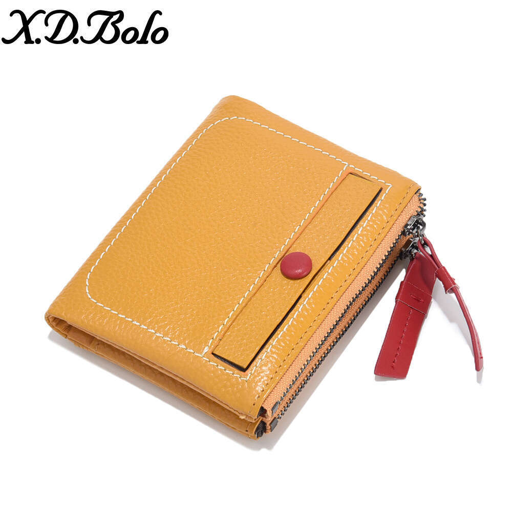 Short Korean Fashion Double Zipper Coin Purse Soft Cowhide Multi-Card Slot Women's Wallet designer wallet B5