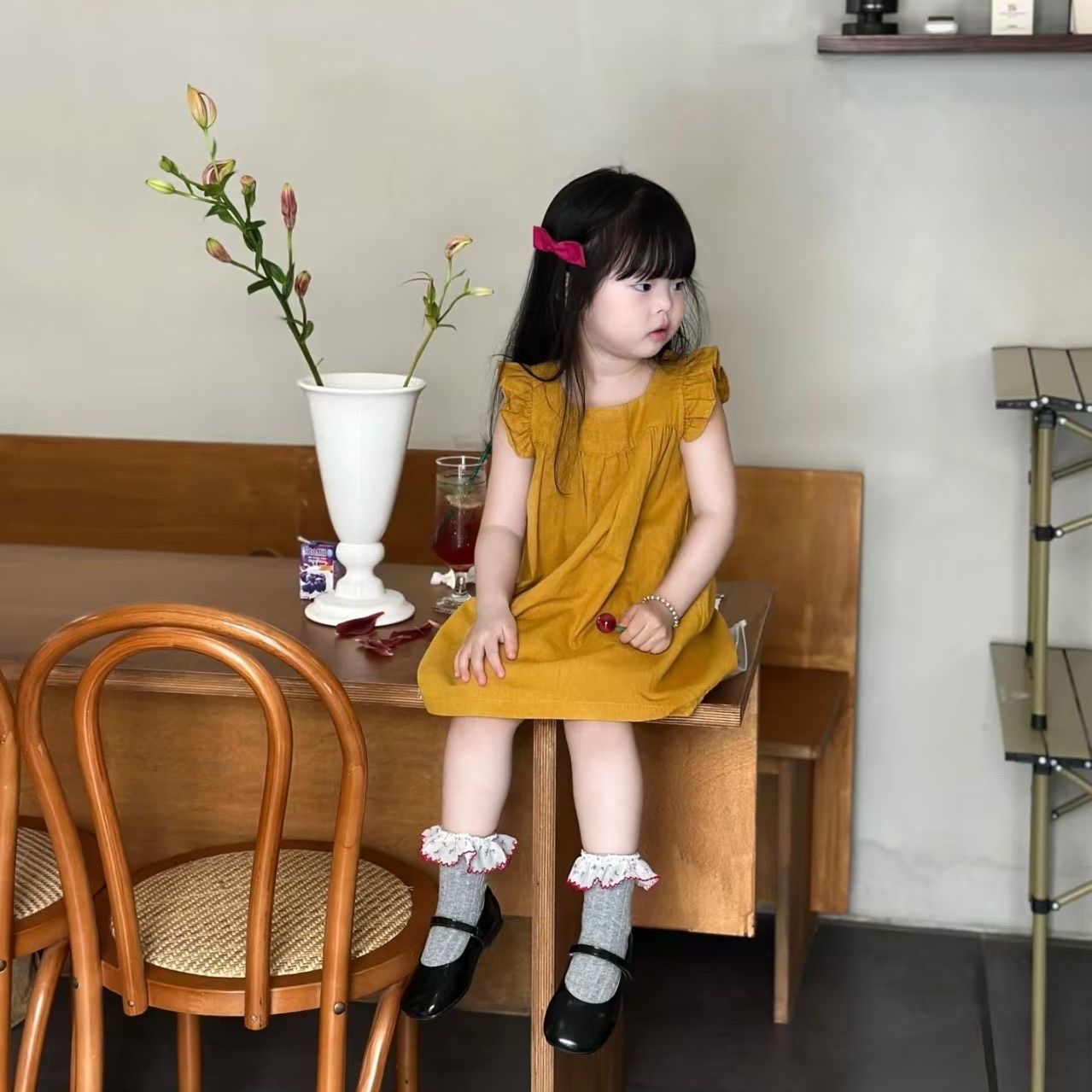 D246 Girls&#039; dress summer stylish children&#039;s skirt new Korean style baby small flying sleeve summer dress princess sleeveless vest-image-1072537247