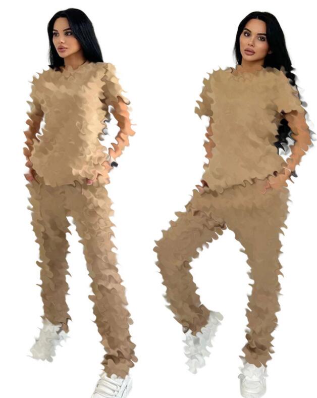 Luxury brand Women's Tracksuits autumn new trend embossed+pocket short sleeved pants women's two-piece set Free Ship