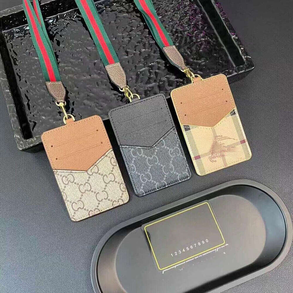 High-end Badge Holder Card Holder Work ID Card Protector Fashion Lanyard Trendy Brand ID Card Holder Ultra-thin New Style Neck Hanging Card Holder