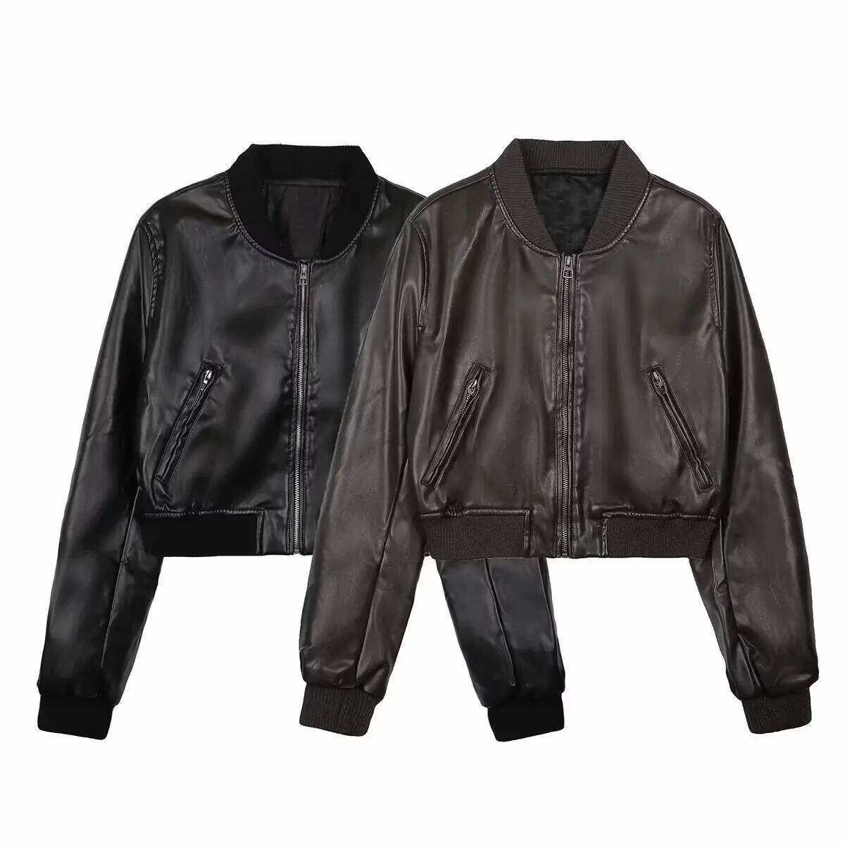 UNIZERA Women's Retro Motorcycle Long Sleeved Zipper Short Summer Style New Jacket