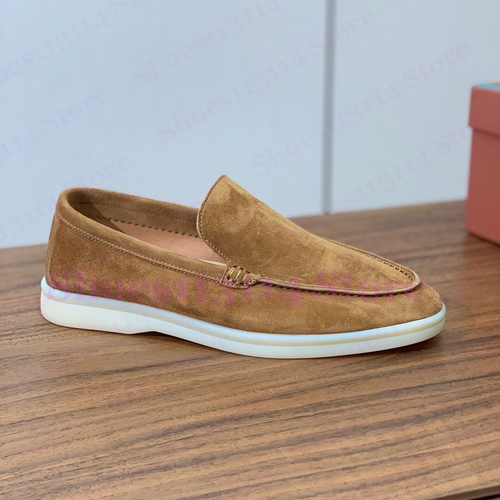 Designer Loafers Summer Walk Shoes Womens Mens Luxury Fashion Leather Flat Low Suede Casual Moccasins Loafer Men Charm Trainer Shoe
