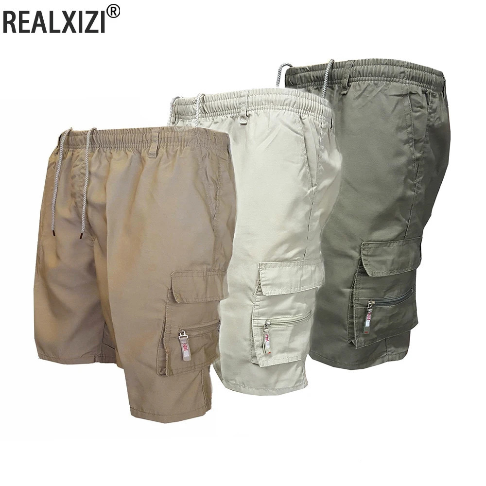 Mens Shorts Loose Casual Shorts Summer Street Drawstring Shorts Multipocket Outdoor Sport Camouflage Cargo Shorts 250825