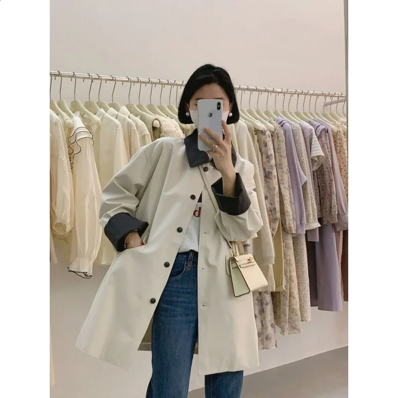 Trench Coat Women Spring Autumn Korean Single-Breasted Casual Windbreaker Jacket Female Slim Outerwear Tops 250819