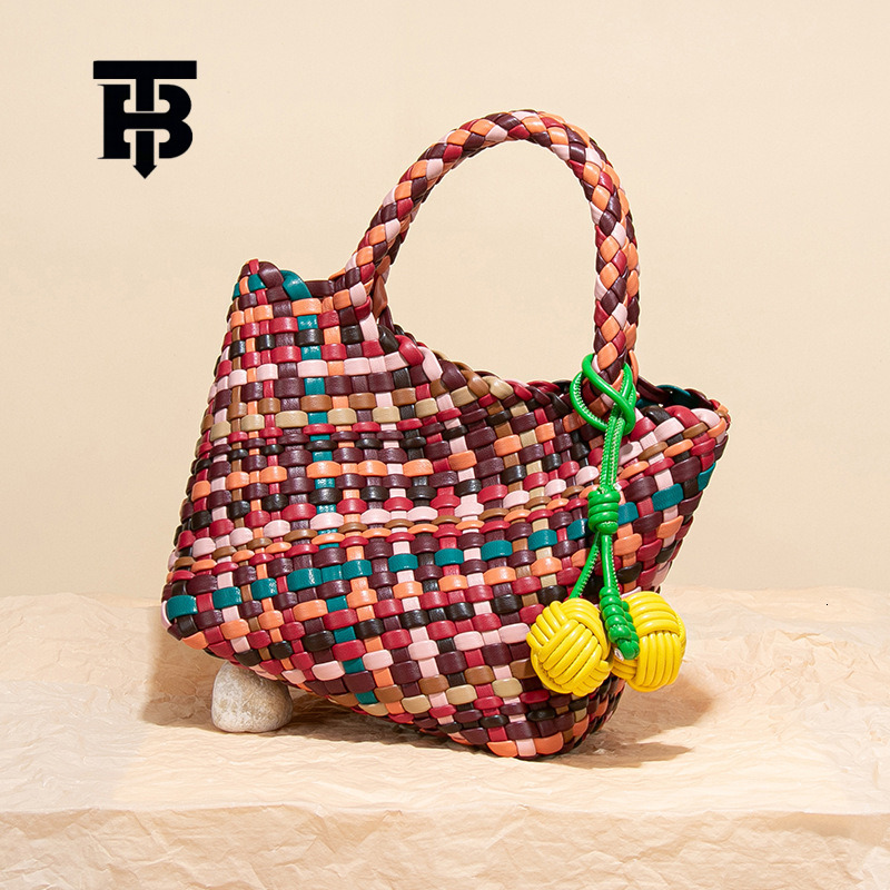 TB BHULAMTE Free Shipping Designer Luxury Popular Original Niche Design Rainbow Woven Bag Dopamine Candy Color Handbag Shoulder Cross Tote Bag Casua