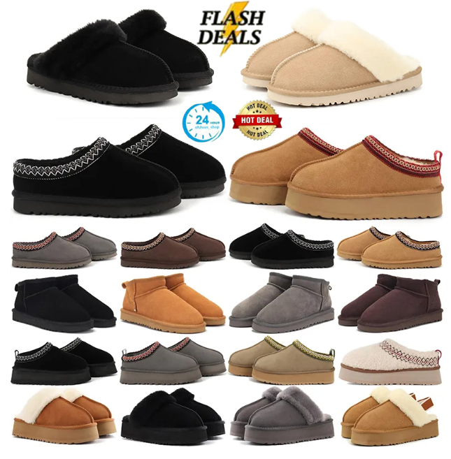 Designer Slippers Tazz Tasman slides sandals Mens Womens Fur Classic Mustard Chestnut Seed Sand Ultra Mini Suede Wool Ankle Booties Australie Winter