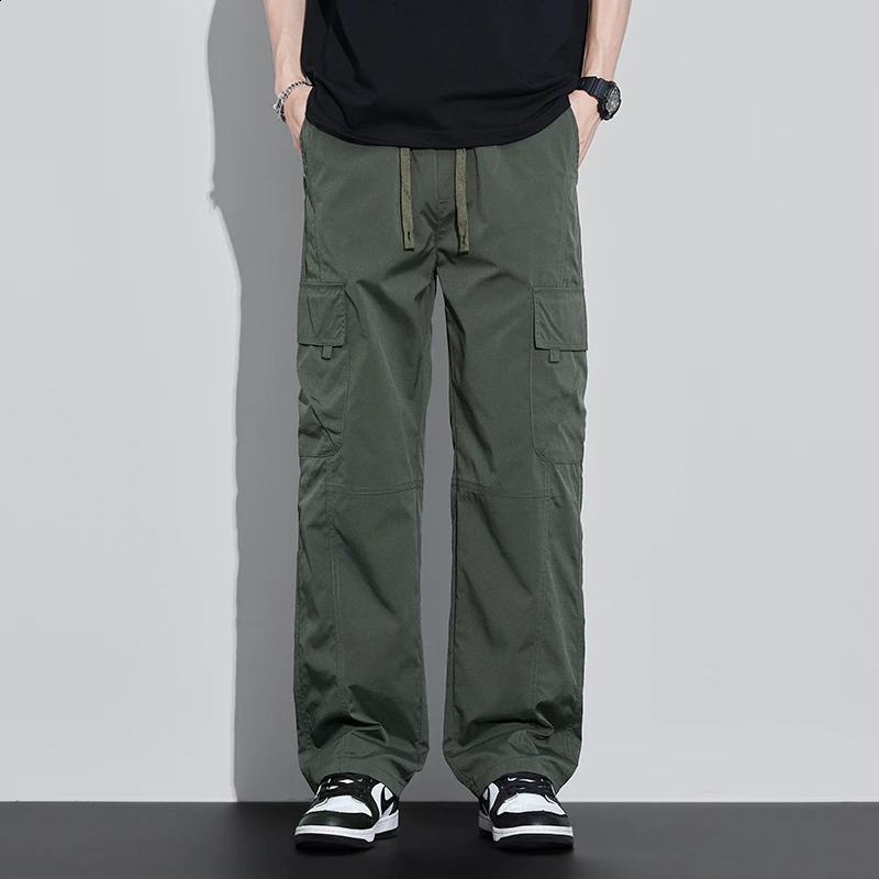 Mens loose straight casual pants lightweight outdoor workwear cargo for summer Sizes M5XL 250815