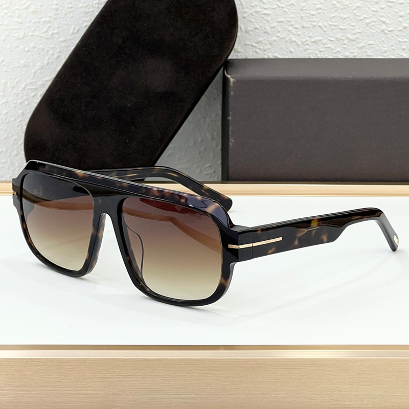 Pilot Sunglasses Men FT 1101 Tortoiseshell Acetate Brown Lenses Oversize Designer Sunglasses Luxury Brand Leisure Vacation TF TURNER Sunglasses UV 1