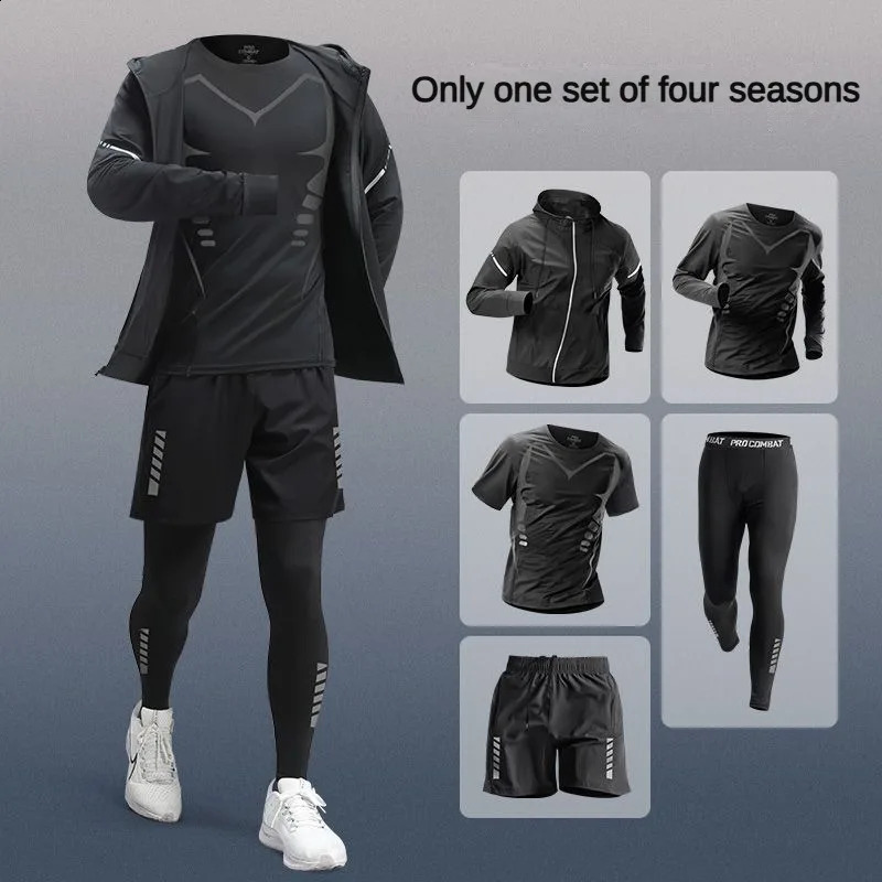 3-7Pcs Mens Ice Fiber Quick-Dry Running Fitness Full Set/Suit Tracksuit For Marathon Training CyclingJoggingGym sweatpants250823