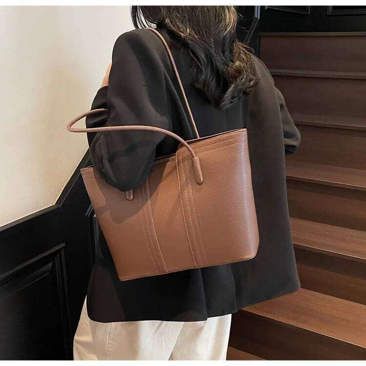 Designer Bag 2025 Solid Color Tote - Spacious Work & Travel Purse, Lightweight Casual Shoulder Bag For Women