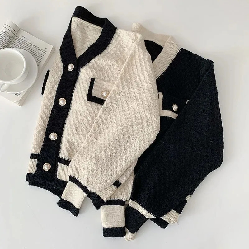 Womens Korean Fashion Korean Loose Longsleeved Knit Sweater Cardigans Outwear Coat250825ww