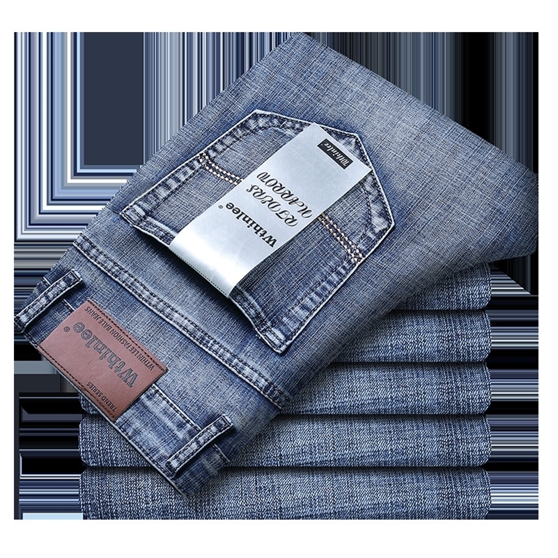 Wthinlee Business Mens Jeans Casual Straight Stretch Fashion Classic Blue Black Work Denim Trousers Male Clothing250823ww