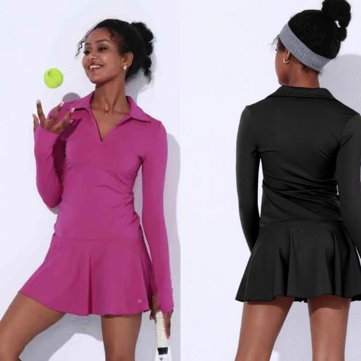 A1031 American Polo Neck Outdoor Tennis and Golf Dress Long Sleeve Nylon Quick-drying Dress Is Suitable for Yoga and Fitness-image-1070789970
