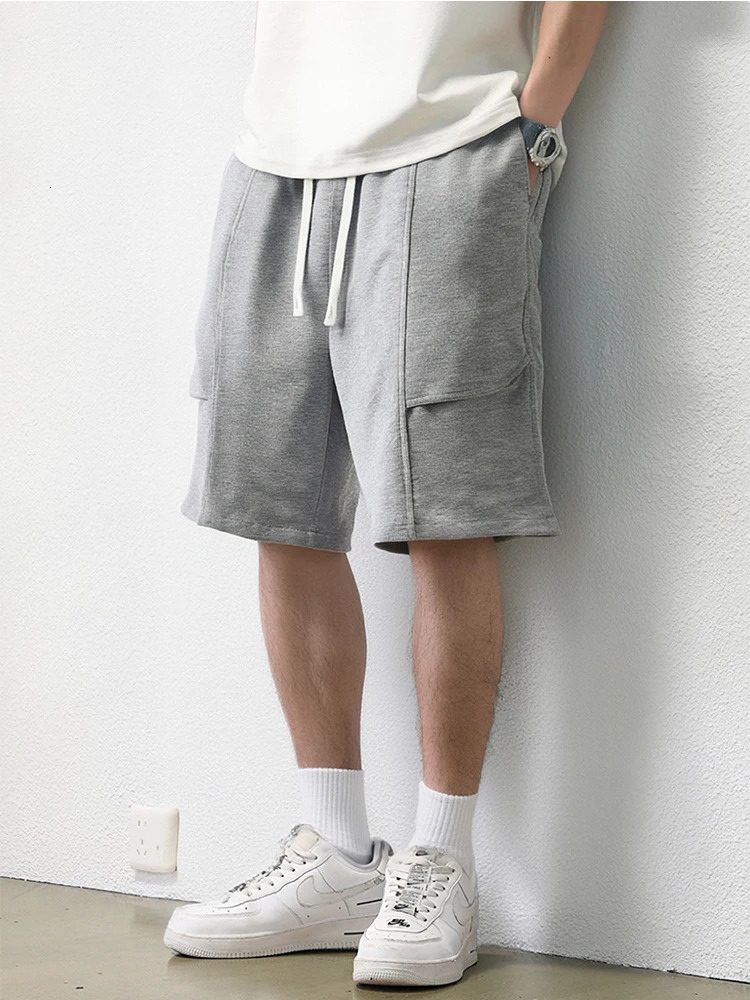 Summer Mens Knit Casual Shorts Breathable Cotton Drawstring Waist Loose Fit Sports Male Workout Gym Sweat Short Pants 250825