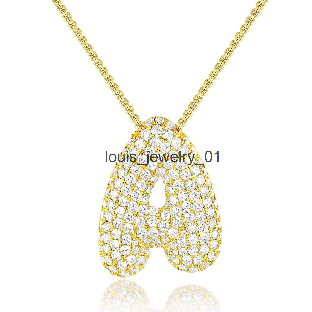 Kissyan Bubble Letter Necklace 14K Gold Plated Balloon Initial Pendant Box Chain Necklace Exquisite Dense Set Cubic Zircon Jewelry Gift for Ladies a