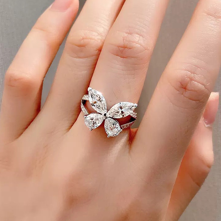 Designer ring wedding band zircon sterling silver platinum plated US size 6-7-8 counter quality with box luxury brand fashion jewelry European size