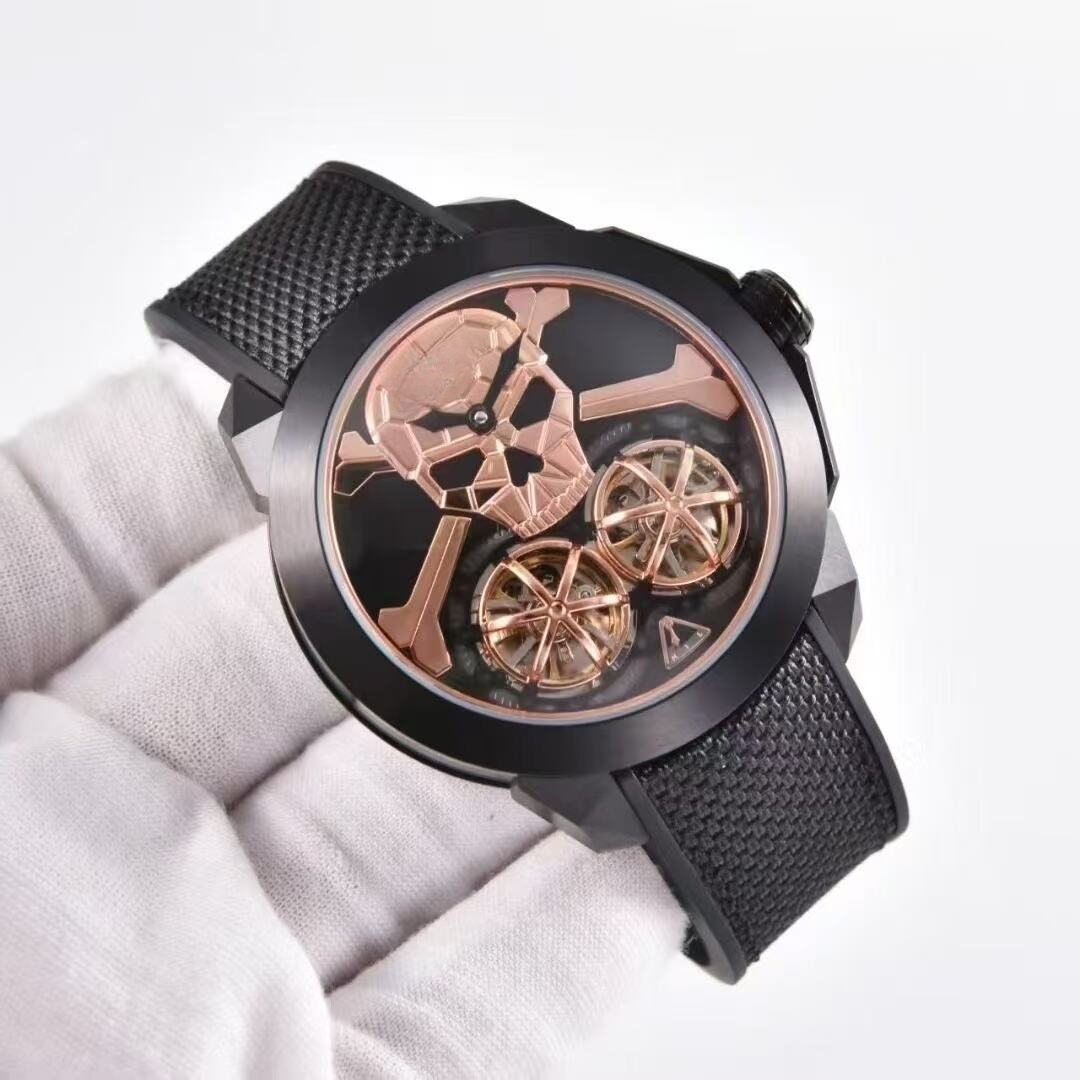 Men watch top high quality mens watch tourbillon skull luxury designer watch top mechanical automatic movement watch rubber luxury brand watches