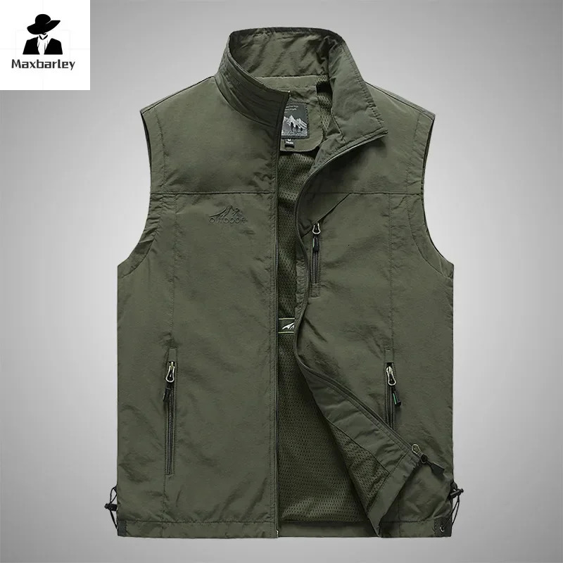 Autumn Men Waistcoat Outdoor Leisure Solid Sleeveless Jacket Young Middle-aged Pography Fishing Casual Vest Male summer 250825BJ