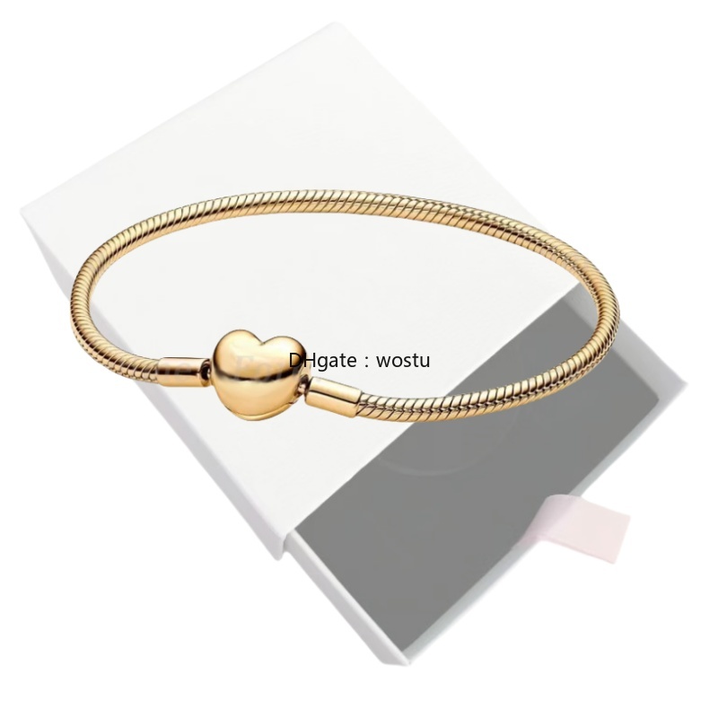 Bracelet designer heart Bracelets with box necklace For Women rose gold Charms bracelet 925 Silver Snake Chain luxury Jewelry wedding Christmas gift