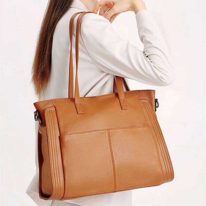 Designer Bag Fashion Cowhide Leather Women's Handbags Tote A4 14 Inch Laptop Bag Portable Shoulder Crossbody Bags 2024 New
