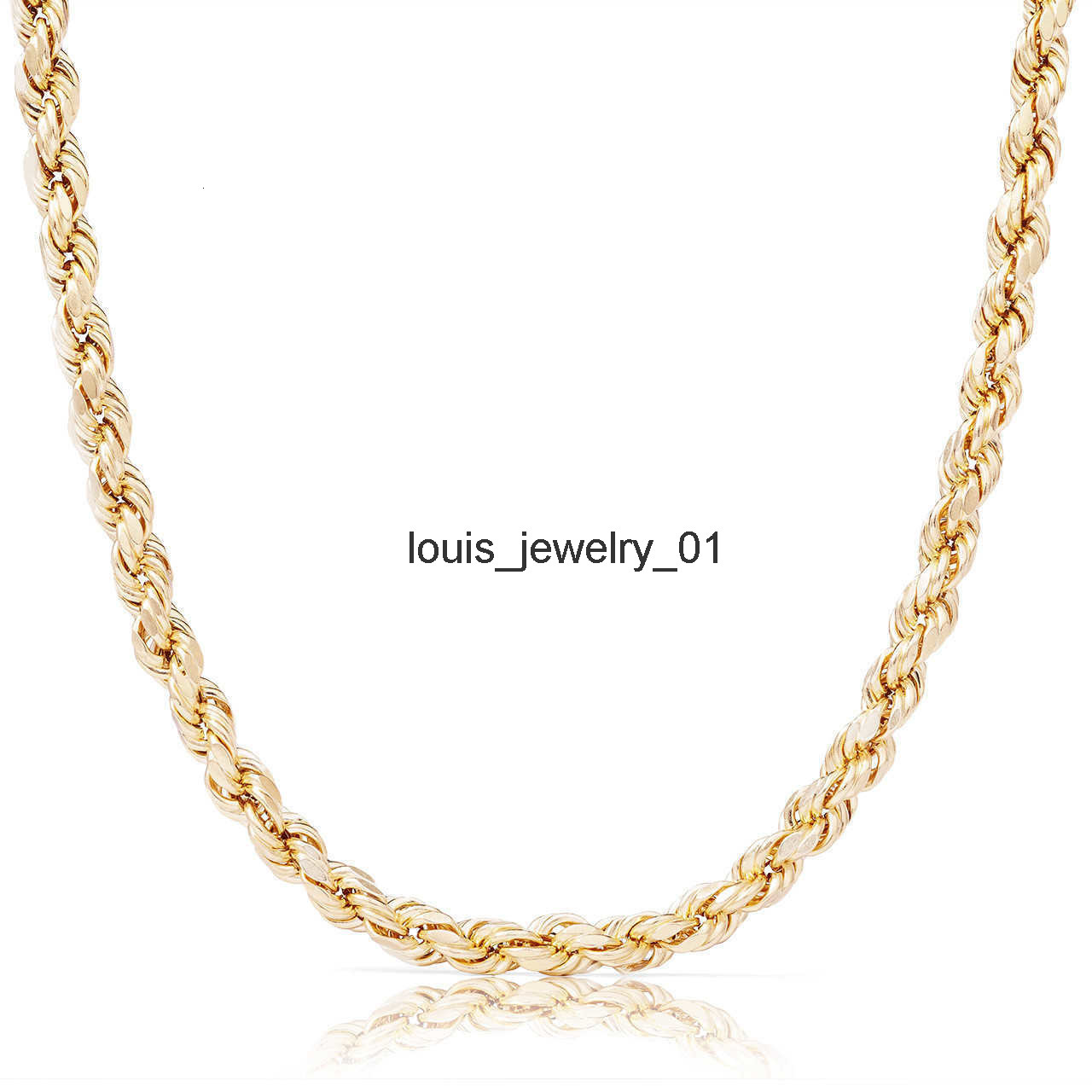 Real 10K 14K Solid Gold Rope Chains For Men Hip Hop Necklace