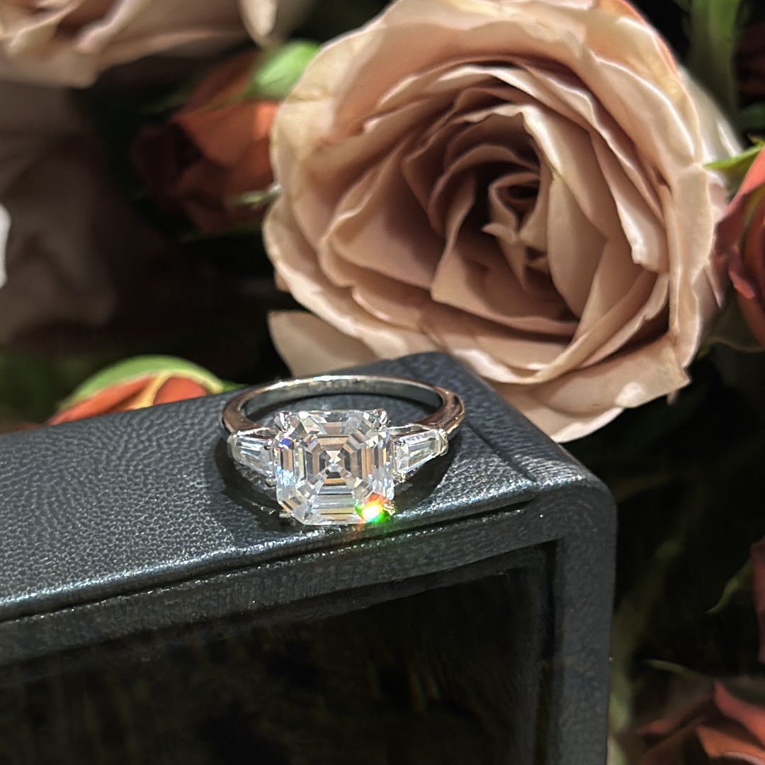 Designer ring wedding band zircon sterling silver platinum plated US size 6-7-8 counter quality with box luxury brand European size jewelry with box