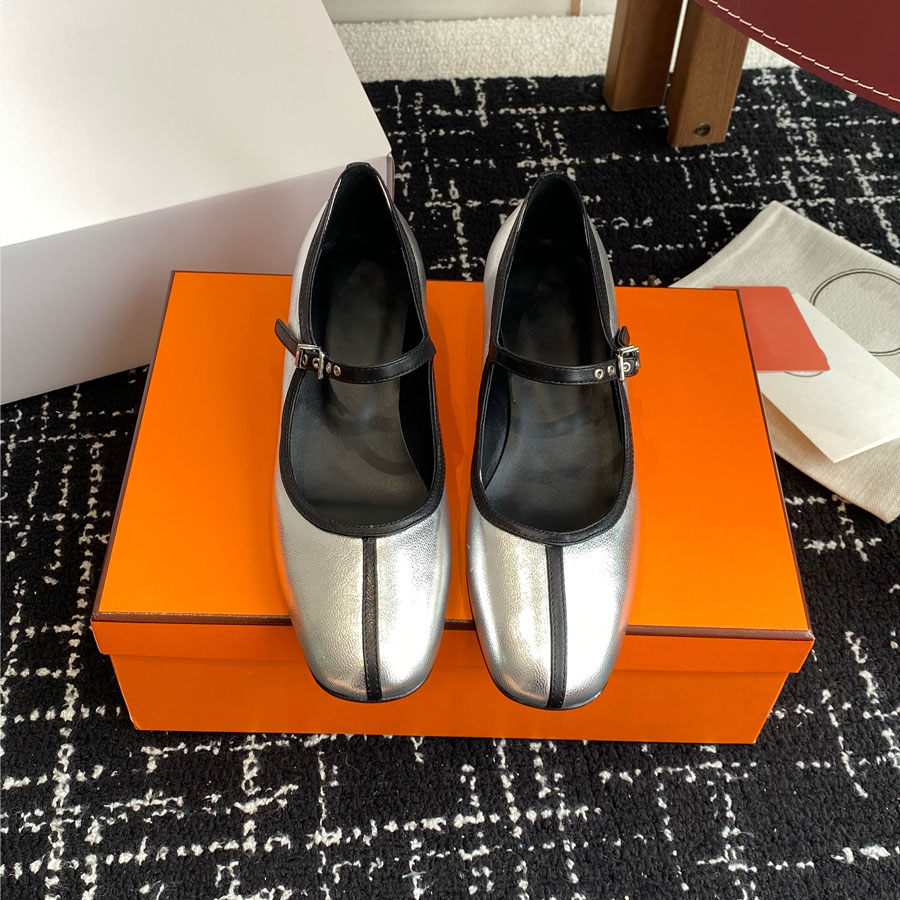 top quality Round-toes real Leather Ballet flats with a strap Mary Jane shoes Kitten Heels loafers Sandals womens ballerina shoes Luxury designer sh