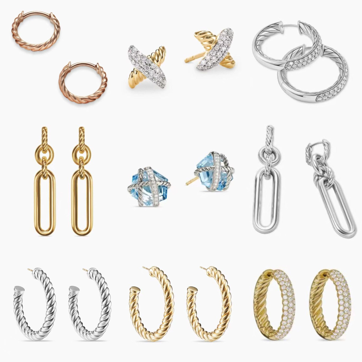 Fashion earring jewelry woman designer earrings for men women Hip Hop Rock twisted braided band 18k gold plated with drill ear ring Cable Wire Vinta